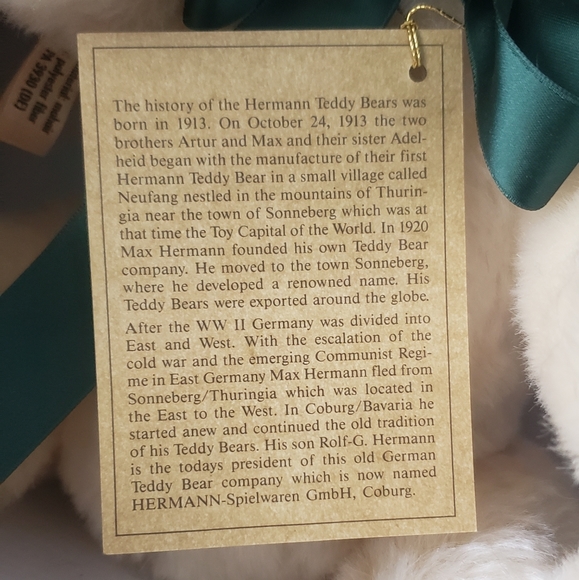 Vintage "Rare" Limited Edition Hermann Bavarian Edelweiss Mohair Teddy Bear #606 - Picture 9 of 16